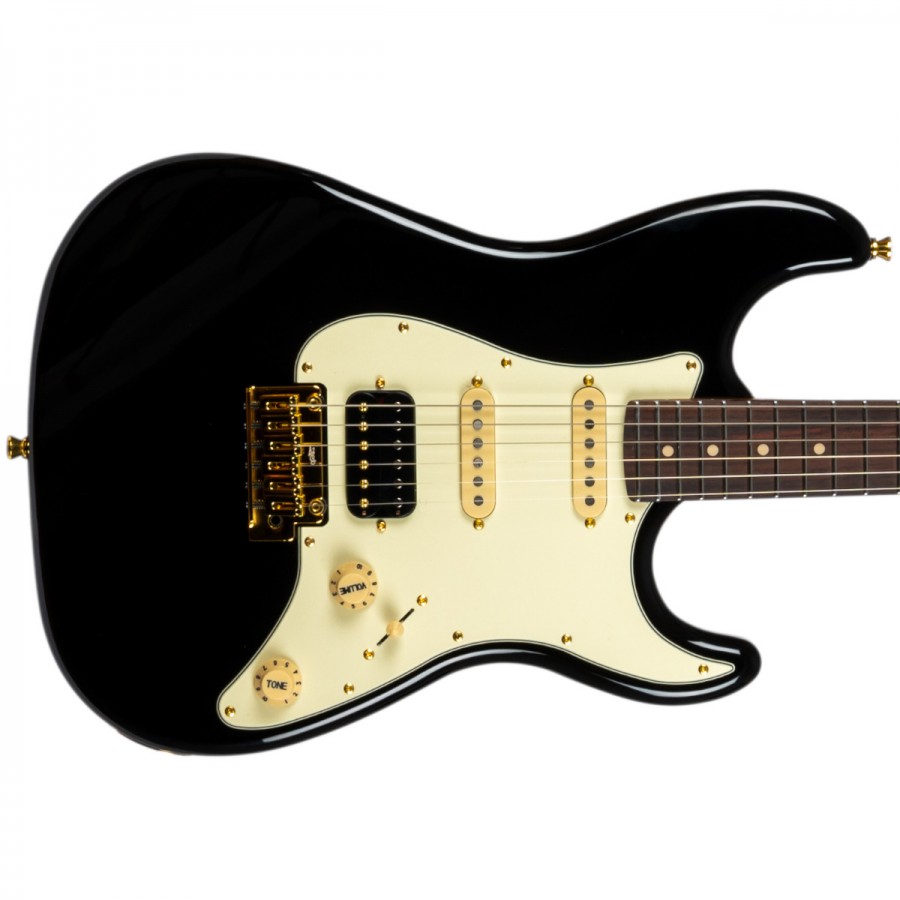 Jet Guitars JS-480 BKG Roasted Maple / Rosewood with Gold Hardware - Black